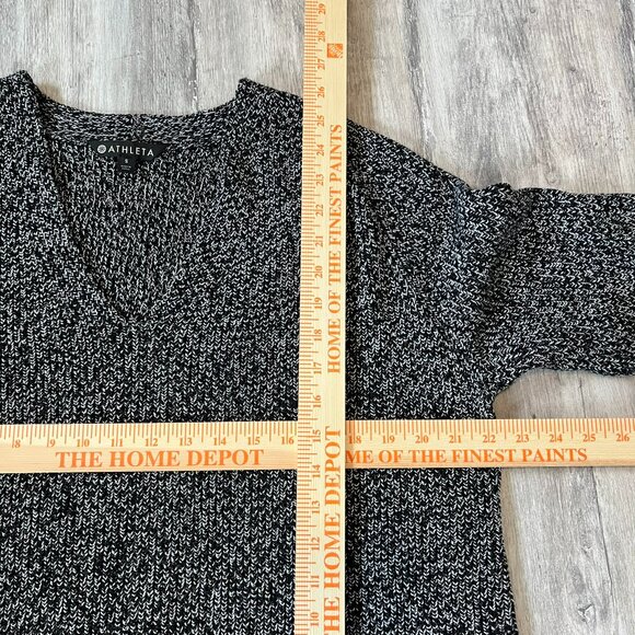 Athleta Switchback Wool-Blend Sweater, Black Marl, V-Neck Oversized, Small - Picture 8 of 8